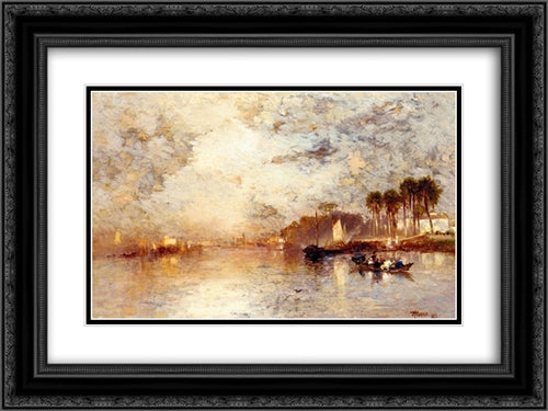 On the St. John's River, Florida 24x18 Black Ornate Wood Framed Art Print Poster with Double Matting by Moran, Thomas