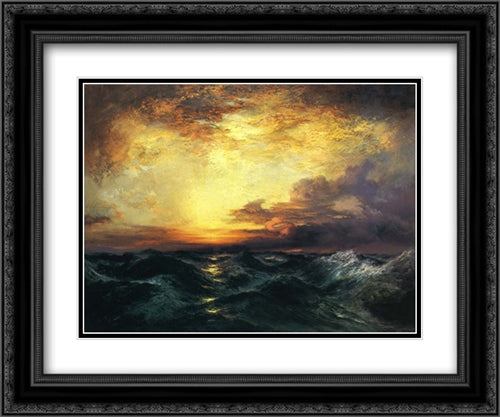 Pacific Sunset 24x20 Black Ornate Wood Framed Art Print Poster with Double Matting by Moran, Thomas