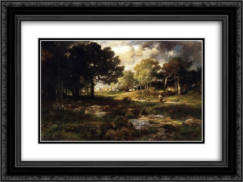 Romantic Landscape 24x18 Black Ornate Wood Framed Art Print Poster with Double Matting by Moran, Thomas