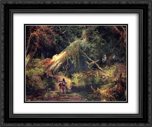 Slave Hunt, Dismal Swamp, Virginia 24x20 Black Ornate Wood Framed Art Print Poster with Double Matting by Moran, Thomas