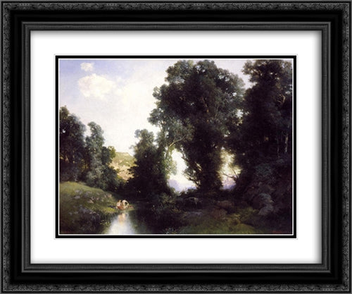 The Bathing Hole, Cuernavaca, Mexico 24x20 Black Ornate Wood Framed Art Print Poster with Double Matting by Moran, Thomas