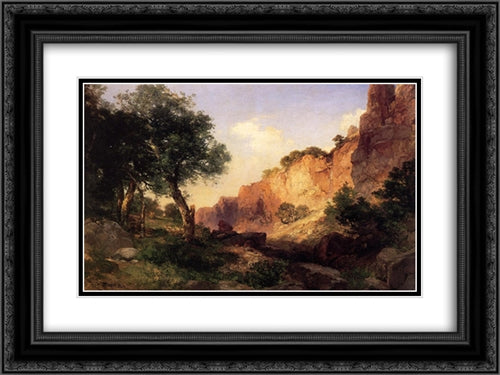 The Grand Canyon ' Hance Trail 24x18 Black Ornate Wood Framed Art Print Poster with Double Matting by Moran, Thomas