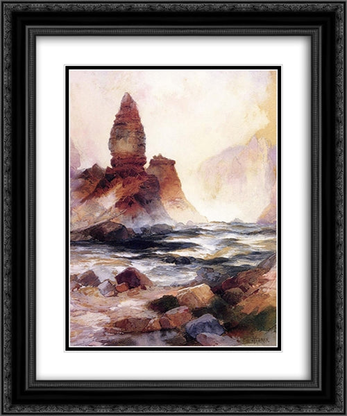 Tower Falls and Sulphur Rock, Yellowstone 20x24 Black Ornate Wood Framed Art Print Poster with Double Matting by Moran, Thomas