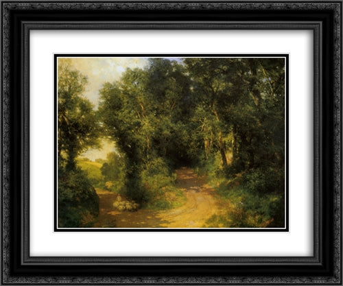 Herding Sheep Long Island 24x20 Black Ornate Wood Framed Art Print Poster with Double Matting by Moran, Thomas