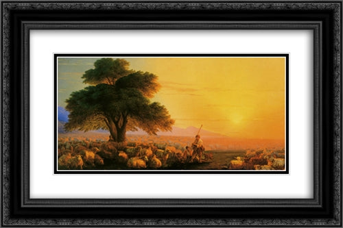 Montagne dEcosse 24x16 Black Ornate Wood Framed Art Print Poster with Double Matting by Aivazovsky, Ivan