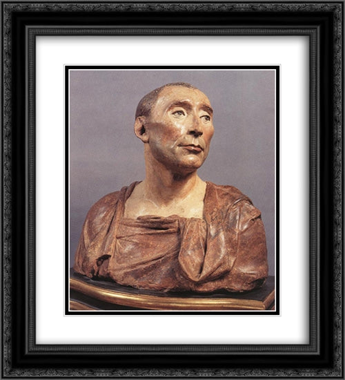 Bust of Niccolo da Uzzano 20x22 Black Ornate Wood Framed Art Print Poster with Double Matting by Donatello