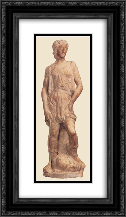 David of Casa Martelli 14x24 Black Ornate Wood Framed Art Print Poster with Double Matting by Donatello