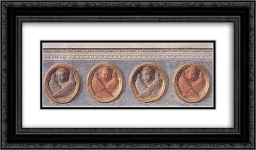 Putti of the trabeation 24x14 Black Ornate Wood Framed Art Print Poster with Double Matting by Donatello