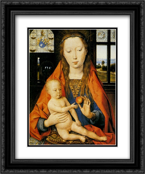 Diptych Of Martin Van Nieuwenhove 20x24 Black Ornate Wood Framed Art Print Poster with Double Matting by Memling, Hans