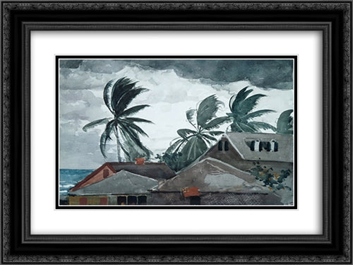 Hurricane, Bahamas 24x18 Black Ornate Wood Framed Art Print Poster with Double Matting by Homer, Winslow