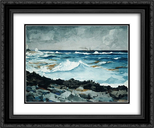Shore and Surf, Nassau 24x20 Black Ornate Wood Framed Art Print Poster with Double Matting by Homer, Winslow