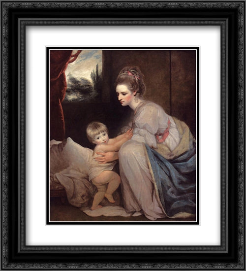 Portrait Of The Hon. Mrs. William Beresford 20x22 Black Ornate Wood Framed Art Print Poster with Double Matting by Reynolds, Joshua