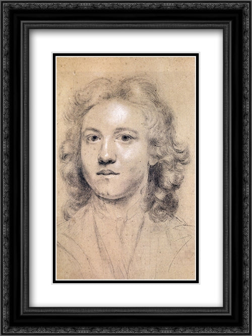 Portrait Of The Artist Aged Seventeen 18x24 Black Ornate Wood Framed Art Print Poster with Double Matting by Reynolds, Joshua