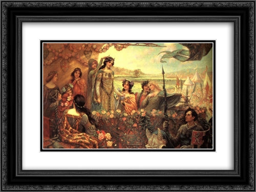 Lancelot and Guinevere 24x18 Black Ornate Wood Framed Art Print Poster with Double Matting by Draper, Herbert James Draper