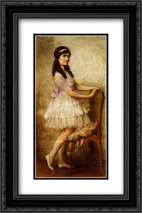 Portrait Of Miss Barbara De Selincourt 16x24 Black Ornate Wood Framed Art Print Poster with Double Matting by Draper, Herbert James Draper