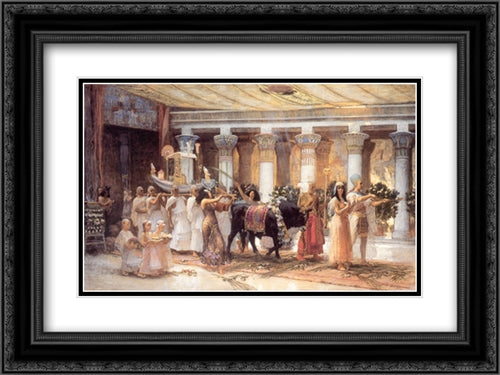 The Procession of the Sacred Bull Anubis 24x18 Black Ornate Wood Framed Art Print Poster with Double Matting by Bridgman, Frederick Arthur