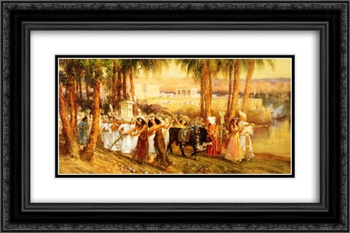Procession in Honor of Isis 24x16 Black Ornate Wood Framed Art Print Poster with Double Matting by Bridgman, Frederick Arthur