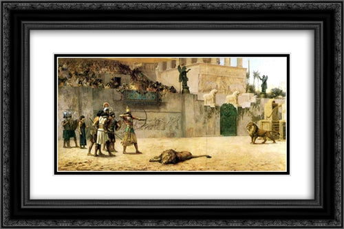 The Diversion of an Assyrian King 24x16 Black Ornate Wood Framed Art Print Poster with Double Matting by Bridgman, Frederick Arthur