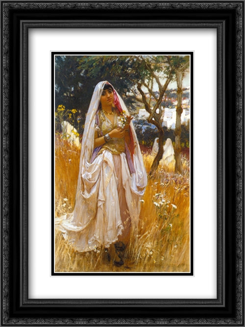 La jeune mauresque 18x24 Black Ornate Wood Framed Art Print Poster with Double Matting by Bridgman, Frederick Arthur