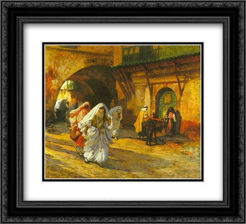 In the Souk 22x20 Black Ornate Wood Framed Art Print Poster with Double Matting by Bridgman, Frederick Arthur