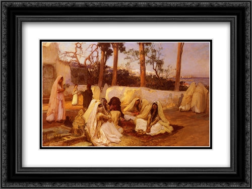 Women at the Cemetery, Algiers 24x18 Black Ornate Wood Framed Art Print Poster with Double Matting by Bridgman, Frederick Arthur