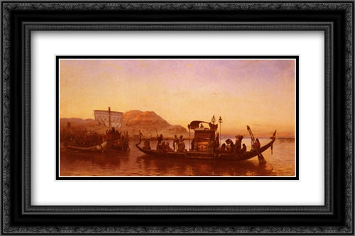 Funerailles D'Une Momie 24x16 Black Ornate Wood Framed Art Print Poster with Double Matting by Bridgman, Frederick Arthur
