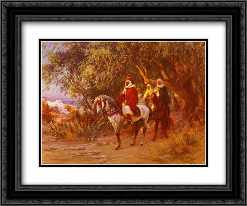 The Return 24x20 Black Ornate Wood Framed Art Print Poster with Double Matting by Bridgman, Frederick Arthur
