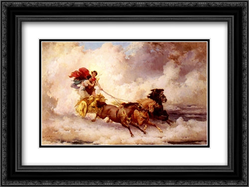 Apollon Enlevant Cyrene 24x18 Black Ornate Wood Framed Art Print Poster with Double Matting by Bridgman, Frederick Arthur