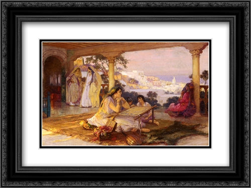An Eastern Veranda 24x18 Black Ornate Wood Framed Art Print Poster with Double Matting by Bridgman, Frederick Arthur