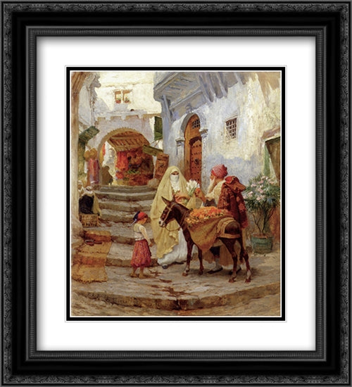 The Orange Seller 20x22 Black Ornate Wood Framed Art Print Poster with Double Matting by Bridgman, Frederick Arthur