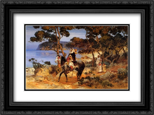 A Coastal Trail 24x18 Black Ornate Wood Framed Art Print Poster with Double Matting by Bridgman, Frederick Arthur