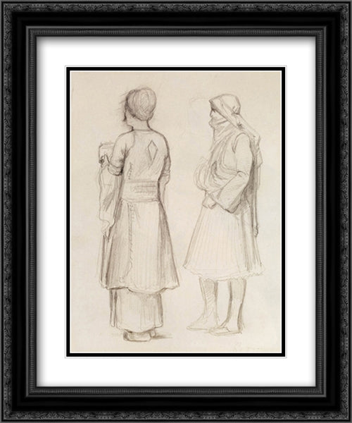 Study of an Arab and an Arnaut Chief 20x24 Black Ornate Wood Framed Art Print Poster with Double Matting by Bridgman, Frederick Arthur