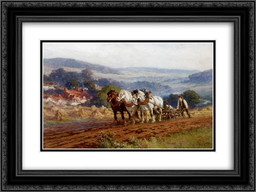 Plowing the Field 24x18 Black Ornate Wood Framed Art Print Poster with Double Matting by Bridgman, Frederick Arthur
