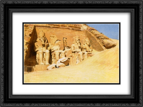 Abu Simbel 24x18 Black Ornate Wood Framed Art Print Poster with Double Matting by Bridgman, Frederick Arthur