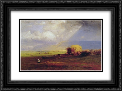 Passing Clouds 24x18 Black Ornate Wood Framed Art Print Poster with Double Matting by Inness, George
