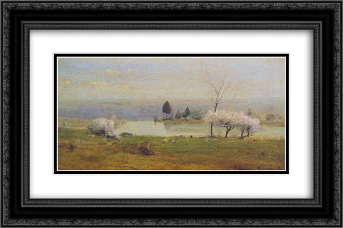 Pond at Milton on the Hudson 24x16 Black Ornate Wood Framed Art Print Poster with Double Matting by Inness, George