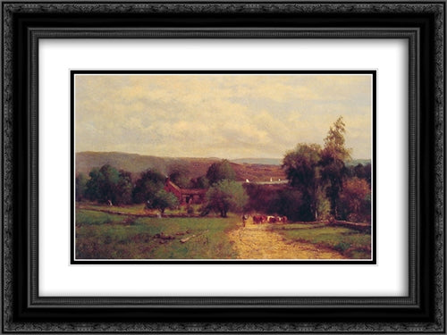 Spring 24x18 Black Ornate Wood Framed Art Print Poster with Double Matting by Inness, George