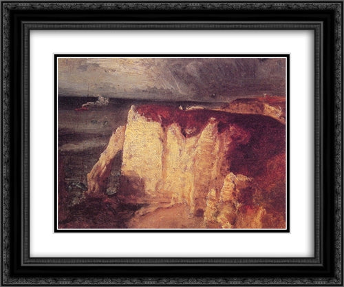 Etretat 24x20 Black Ornate Wood Framed Art Print Poster with Double Matting by Inness, George