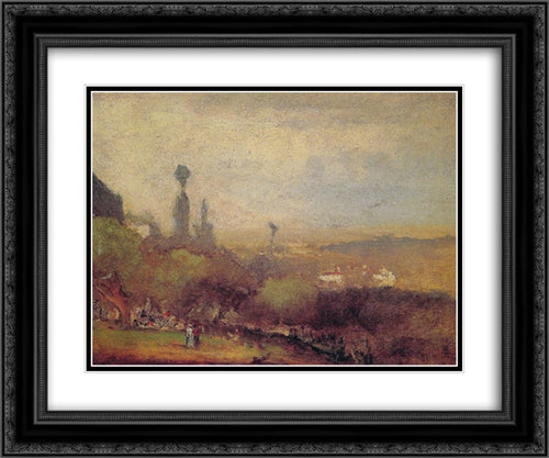 Monte Lucia, Perugia 24x20 Black Ornate Wood Framed Art Print Poster with Double Matting by Inness, George