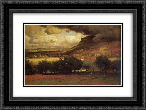 The Coming Storm 24x18 Black Ornate Wood Framed Art Print Poster with Double Matting by Inness, George