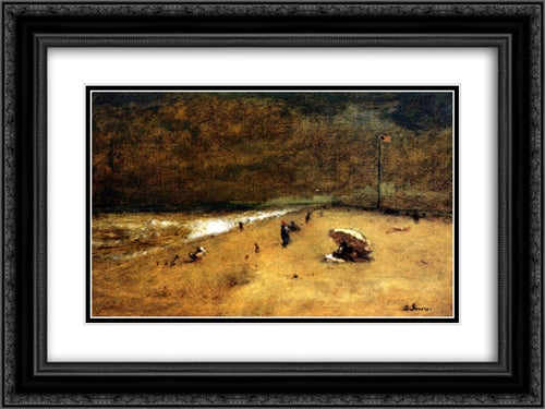 Along the Jersey Shore 24x18 Black Ornate Wood Framed Art Print Poster with Double Matting by Inness, George
