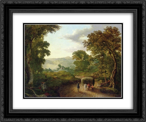 Berkshire Hills 24x20 Black Ornate Wood Framed Art Print Poster with Double Matting by Inness, George