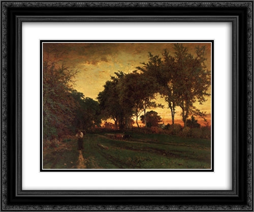 Evening Landscape 24x20 Black Ornate Wood Framed Art Print Poster with Double Matting by Inness, George