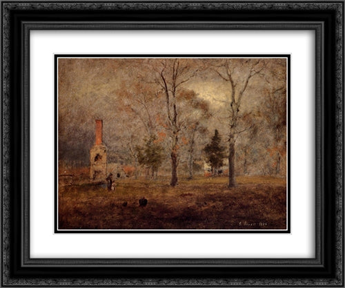 Gray Day, Goochland, Virgnia 24x20 Black Ornate Wood Framed Art Print Poster with Double Matting by Inness, George