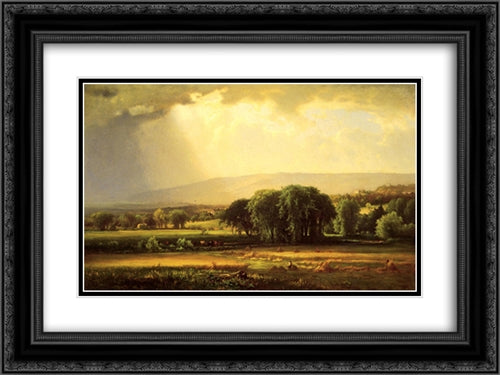 Harvest Scene in the Delaware Valley 24x18 Black Ornate Wood Framed Art Print Poster with Double Matting by Inness, George