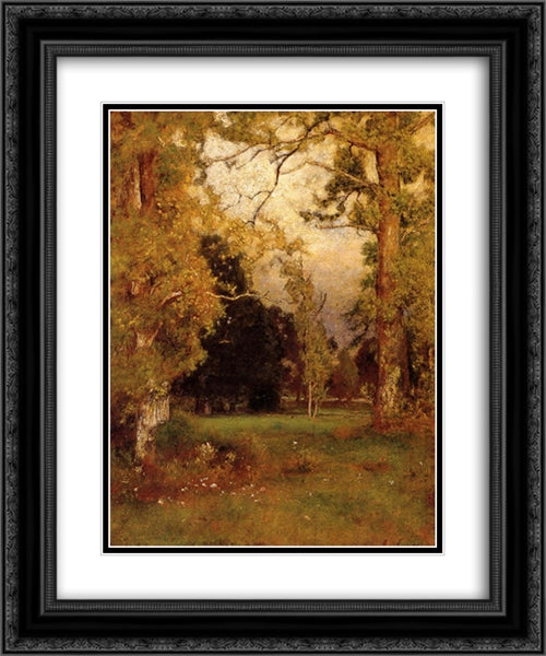 Late Afternoon 20x24 Black Ornate Wood Framed Art Print Poster with Double Matting by Inness, George