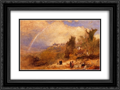 Near Perugia 24x18 Black Ornate Wood Framed Art Print Poster with Double Matting by Inness, George