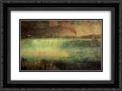 Niagara 24x18 Black Ornate Wood Framed Art Print Poster with Double Matting by Inness, George