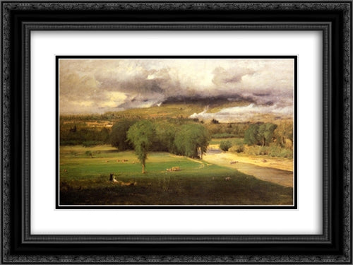 Sacco Ford: Conway Meadows 24x18 Black Ornate Wood Framed Art Print Poster with Double Matting by Inness, George