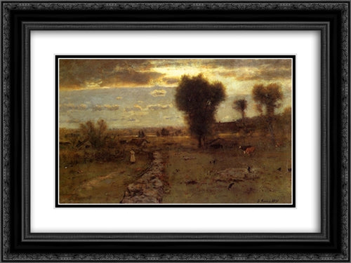 The Clouded Sun 24x18 Black Ornate Wood Framed Art Print Poster with Double Matting by Inness, George